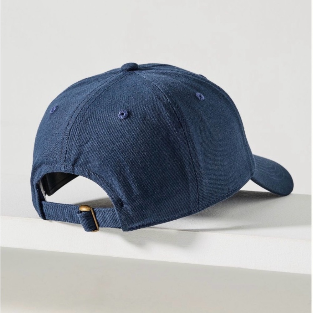 Anthropologie Navy Embroidered 'Cocktails and Gossip' Cap - Picture 2 of 7
